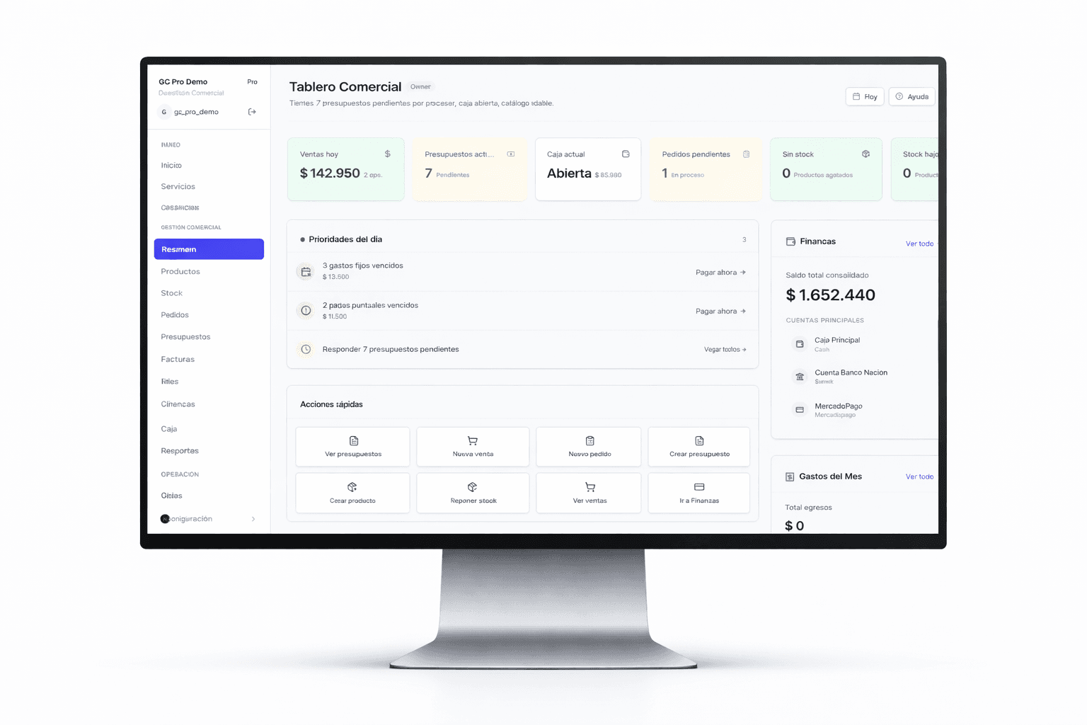 Panel de Gestión Comercial Mi Rubro